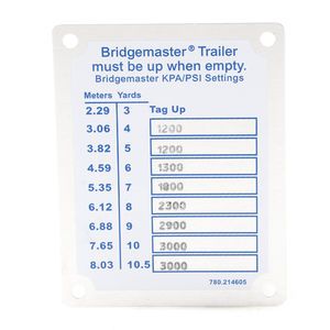 McNeilus 0214605 Bridgemaster 10.5 Yard Pressure Placard