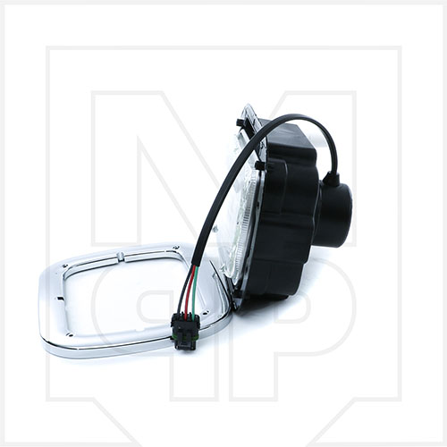 McNeilus 1138900 Rectangular Halogen Headlight Assembly with Chrome Bezel Aftermarket Replacement | 1138900