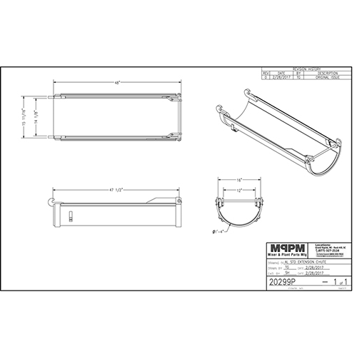 Oshkosh 1138121 Unpainted Aluminum Extension Chute with Liner Aftermarket Replacement | 1138121