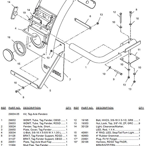 Terex 29834 Roadside Tag Axle Fender Assembly | 29834