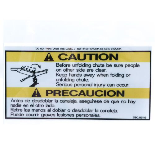 750115118 Caution Folding Chute Decal Sticker Aftermarket Replacement | 750115118