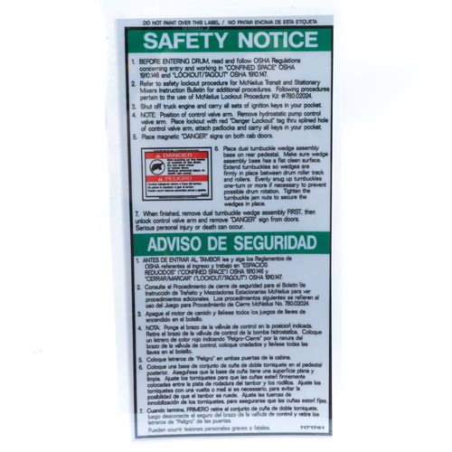 McNeilus 1171741 Before Entering Drum Safety Decal Sticker Aftermarket Replacement | 1171741