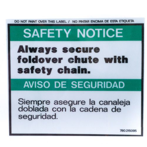 McNeilus 0215095 Chute Safety Chain Decal Sticker Aftermarket Replacement | 215095
