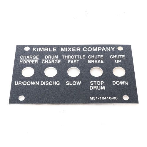 Kimble Mark VI M51-10410-00 Rear Control Panel Label | M511041000