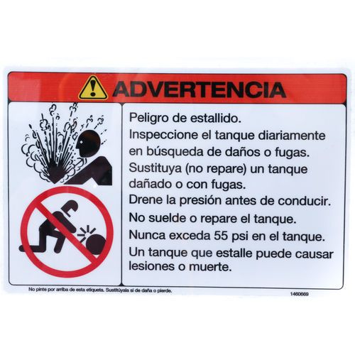 McNeilus 1460669 Warning Decal Sticker -(In Spanish) Inspect Tank 55psi | 1460669