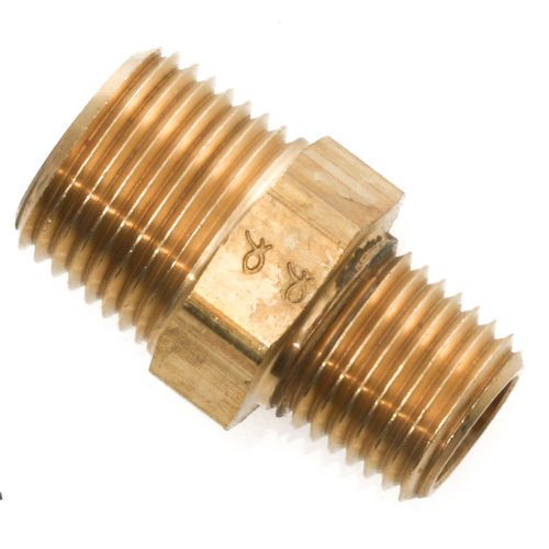 3/8 Male Pipe x 1/4 Male Pipe - Hex Nipple Fitting - Brass | 33250604